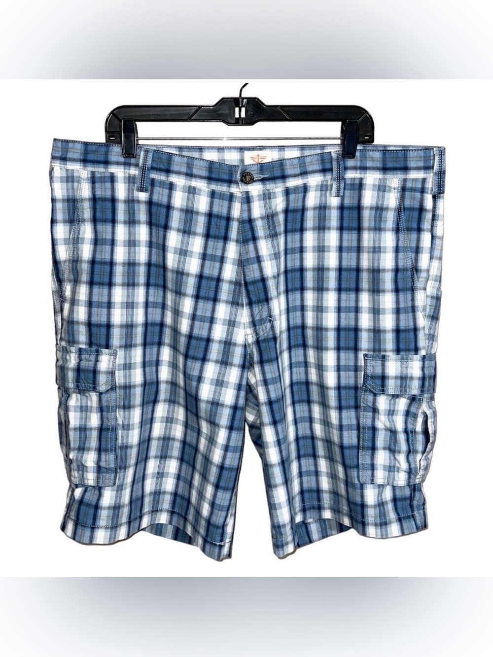 Dockers Cargo Shorts Men’s Size 40 Blue White Plaid 41x10